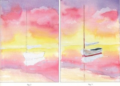 Sailboat Watercolor Card Fig. 1 and Fig. 2