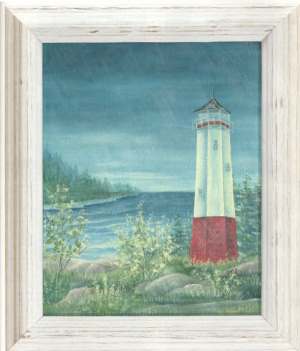 Lighthouse Rainy Painting