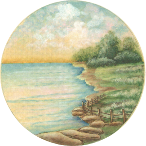 Summer lake plate painting stage three